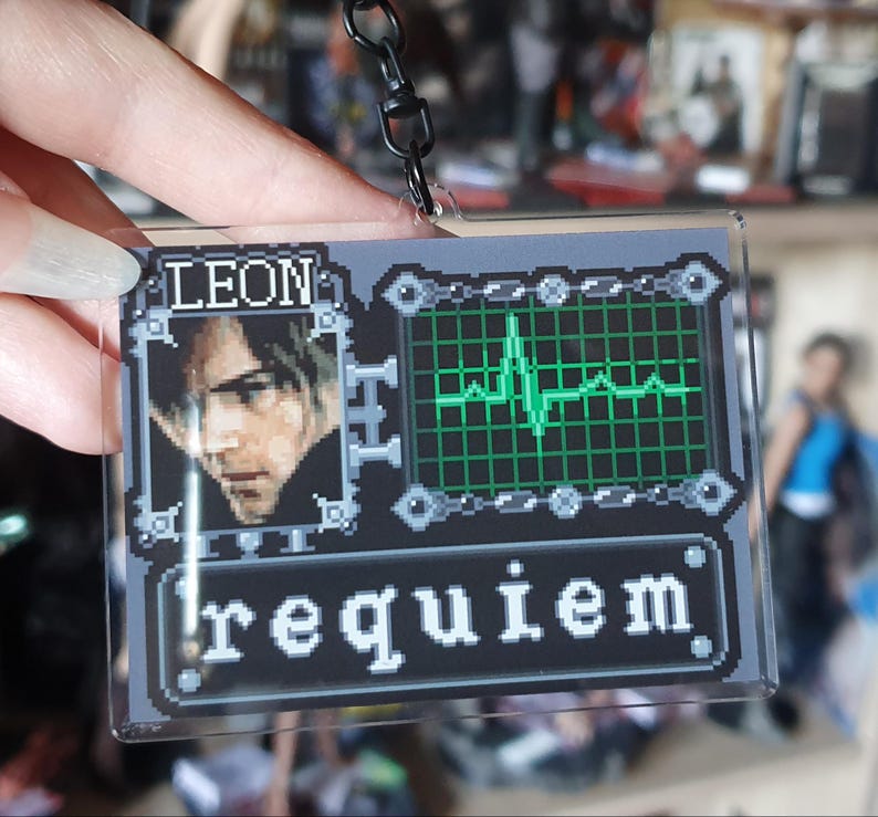Resident Evil Requiem Keychain, Leon Kennedy, Acrylic, Gaming, Bag Charm image 5