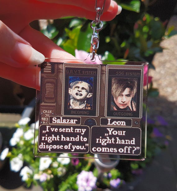 Resident Evil 4 Keychain, Leon Kennedy Keychain, Pixel Art