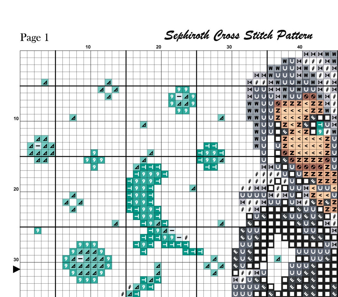 Final Fantasy Cross Stitch Pattern Sephiroth Cross Stitch | Etsy