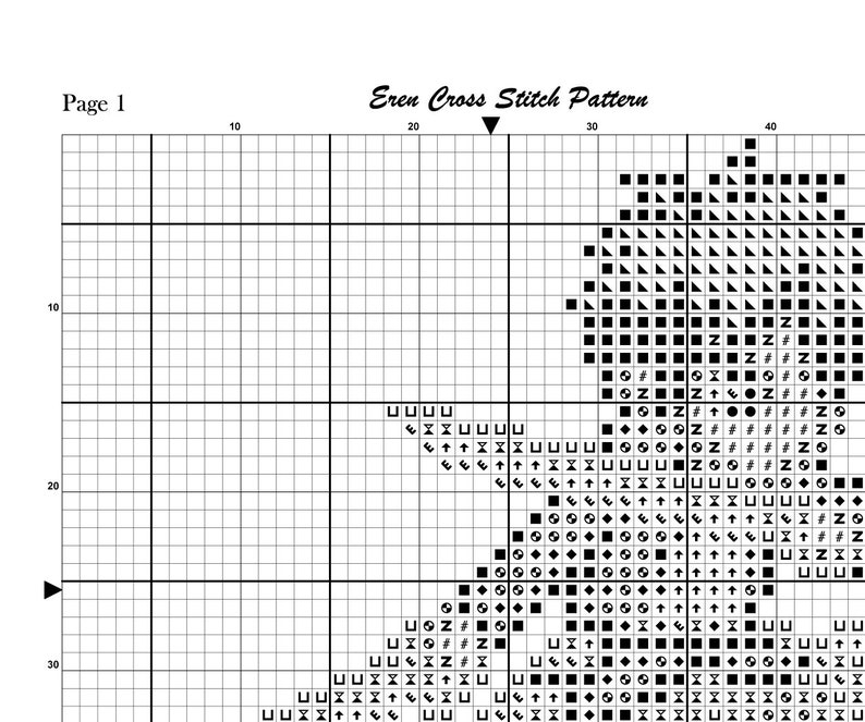 Anime Cross Stitch Pattern, Eren Cross Stitch Pattern, Pixel Cross Stitch, Japan, Cute Cross Stitch, Kawaii Cross Stitch, Counted, PDF, DMC image 3