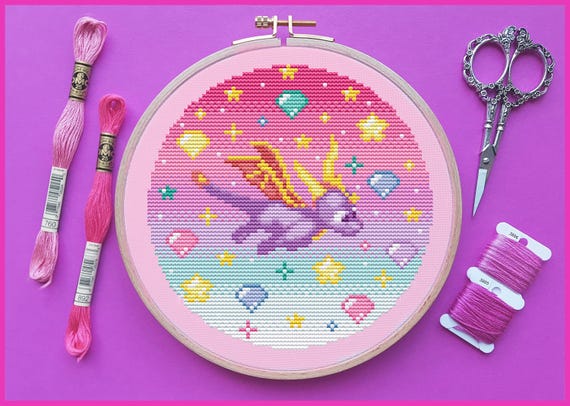 Dragon Cross Stitch Pattern, Pastel Cross Stitch, Pixel Cross Stitch, Game Cross Stitch, Gaming Cross Stitch, Cute Cross Stitch, Kawaii