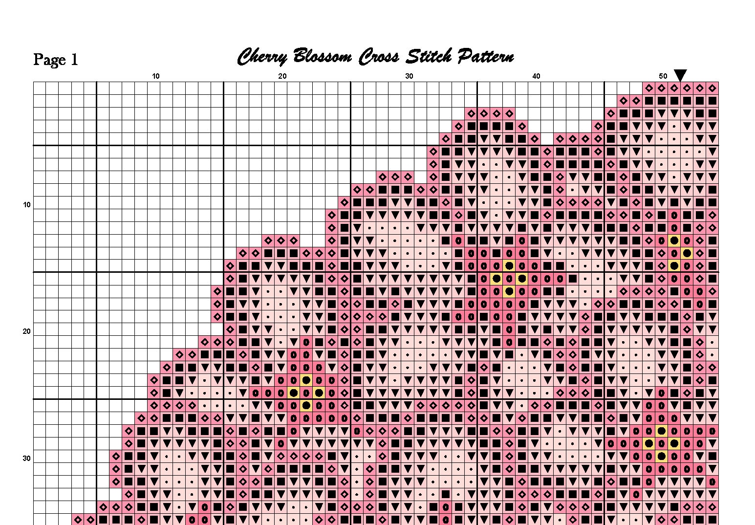 Cherry Blossom Cross Stitch Pattern, Japan, Pastel, Pixel, (PDF