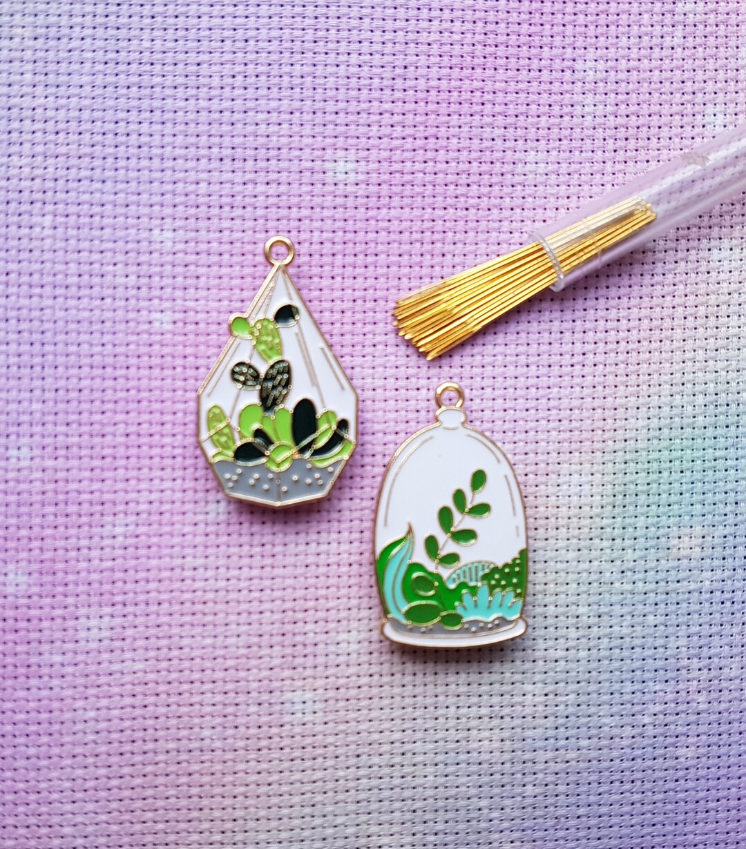 Terrarium Needle Minder Set Enamel Needle Minder Succulent Etsy