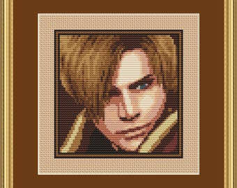 Resident Evil Leon Kennedy Cross Stitch Pattern, Gaming, Pixel, (PDF)