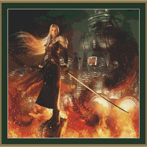 Final Fantasy Cross Stitch Pattern, Sephiroth Cross Stitch, Game Cross Stitch, Anime Cross Stitch, Kreuzstich, Cross Stitch PDF, Kawaii