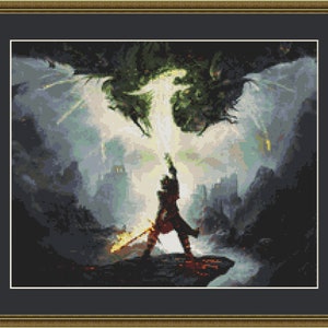 Dragon Age Cross Stitch Pattern, Dragon Cross Stitch, Game Cross Stitch , Fantasy Cross Stitch, Anime Cross Stitch, Counted Cross Stitch
