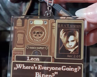 Resident Evil 4 Keychain, Leon Kennedy Keychain, Pixel Art Keychain, Funny Keychain, Acrylic Keychain, Gaming, Bag Charm, Gift