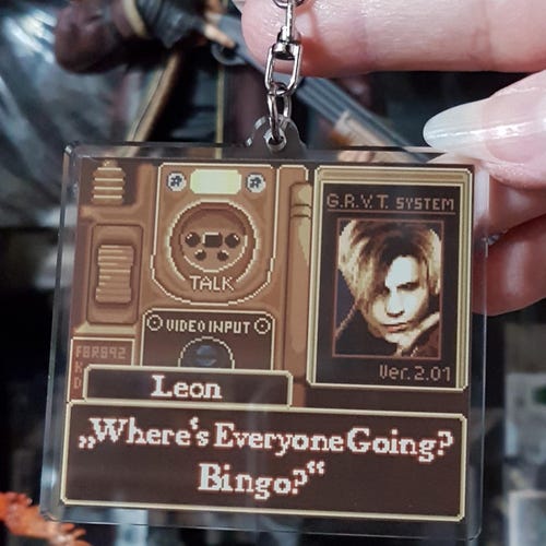 Resident Evil 4 Keychain, Leon Kennedy Keychain, Pixel Art Keychain, Funny Keychain, Acrylic Keychain, Gaming, Bag Charm, Gift
