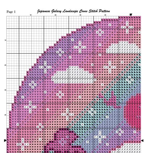 Japan Cross Stitch Pattern, Galaxy Cross Stitch, Pastel Japan Cross Stitch Pattern, Galaxy Cross Stitch, Pastel