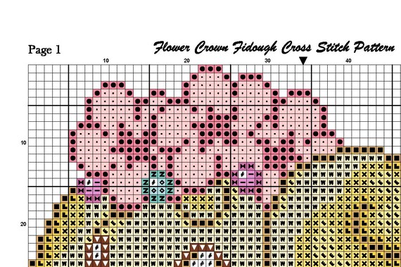 トップス soorploom cross stitch Flowercrown Fidough Cross Stitch Pattern, Kawaii Cross