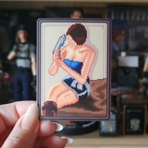 Resident Evil-sticker, Jill Valentine-sticker, pixelsticker, horrorsticker, game-sticker, gamesticker, animesticker, Chris Redfield