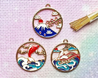Japan Enamel Needle Minder Set, Cross Stitch, Kawaii