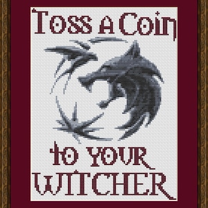 Toss a Coin Cross Stitch Pattern, Wolf Cross Stitch, Game Cross Stitch, Anime Cross Stitch, Fantasy Cross Stitch, Kreuzstich, Counted, PDF