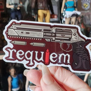 Resident Evil Requiem Sticker, Leon Kennedy, Gaming, Pixel Art, Vinyl