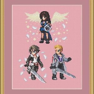 Final Fantasy 8 Kreuzstichmuster-Set, Squall Kreuzstich, Rinoa Kreuzstich, Spiel Kreuzstich, Anime Kreuzstich, gezählt, PDF, DMC