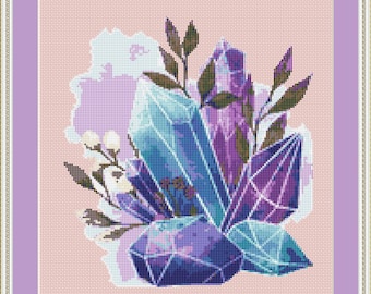 Crystal Cross Stitch Pattern, Witch, Watercolor, (PDF)