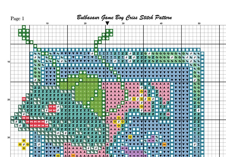 Bulbasaur Grid Pattern Bulbasaur Game Boy Cross Stitch Pattern, Console Cross Stitch, Galaxy ...
