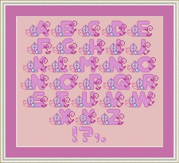 Witchy Alphabet Cross Stitch Pattern, Crystal Cross Stitch