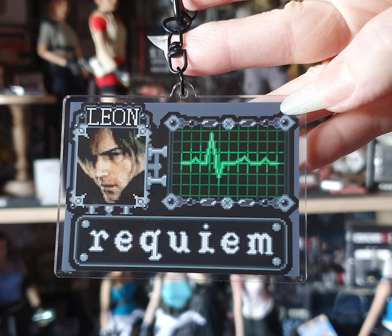 Resident Evil Requiem Keychain, Leon Kennedy, Acrylic, Gaming, Bag Charm image 1