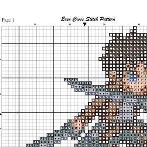 Anime Cross Stitch Pattern, Eren Cross Stitch Pattern, Pixel Cross Stitch, Japan, Cute Cross Stitch, Kawaii Cross Stitch, Counted, PDF, DMC image 4