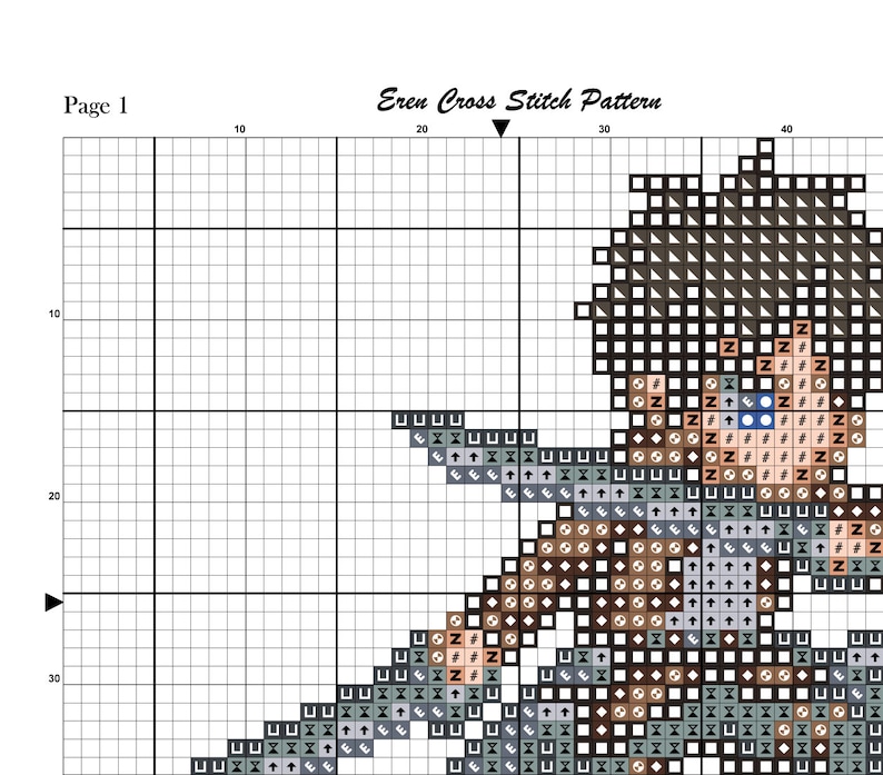 Anime Cross Stitch Pattern, Eren Cross Stitch Pattern, Pixel Cross Stitch, Japan, Cute Cross Stitch, Kawaii Cross Stitch, Counted, PDF, DMC image 4