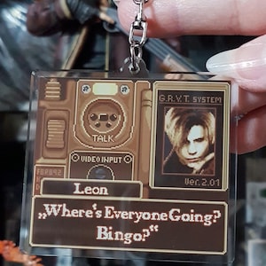 Resident Evil 4 Keychain, Leon Kennedy Keychain, Pixel Art Keychain, Funny Keychain, Acrylic Keychain, Gaming, Bag Charm, Gift for Gamer
