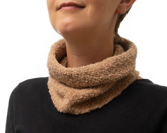 Ladies Beige Knitted Close Fitting Neckwarmer, Womens Beige Knitted Close Fitting Neck Warmer, Beige Cowl/Snood