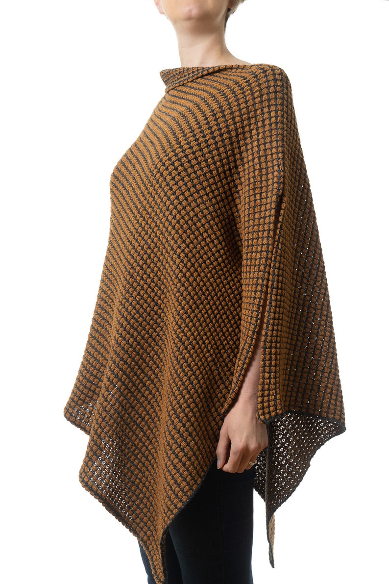 Tri Poncho Merino - Black with Mustard Trim - Pre-Order