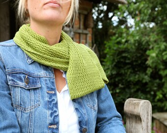 Women's Lime Green Cotton Mesh Lace Infinity Scarf