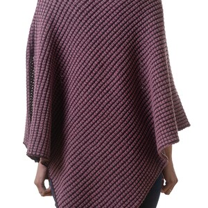 Women's Knitted Two Tone Pink Poncho in a Merino and Silk Mix Yarn image 4