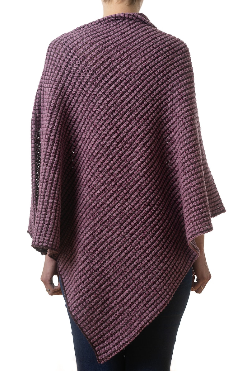 Women's Knitted Two Tone Pink Poncho in a Merino and Silk Mix Yarn image 4