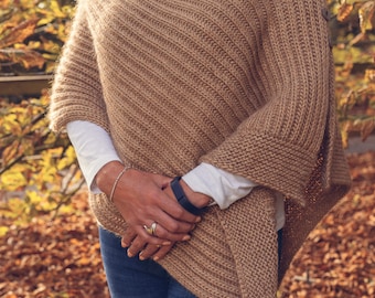 camel colored poncho sweater