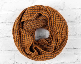 Brown Wool Scarf, Brown Infinity Scarf, Wide Infinity Scarf, Wool Scarf, Knitted Wool Scarf, Knitted Brown Scarf, Nursing Scarf