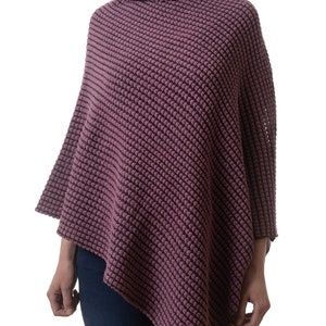 Women's Knitted Two Tone Pink Poncho in a Merino and Silk Mix Yarn image 3