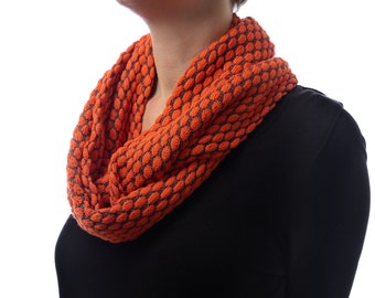 Women's Orange and Slate Grey Cotton Infinty Scarf