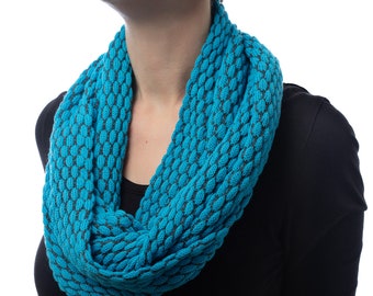 Turquoise Blue Cotton Infinty Scarf, Gift for Mum, Gift for Daughter, Gift for Sister, Women's Snood, Cotton Scarf, Gift for Mother in Law