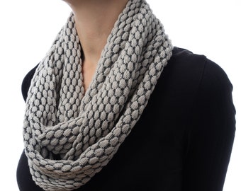 Women's Light Grey and Slate Grey Cotton Infinity Scarf