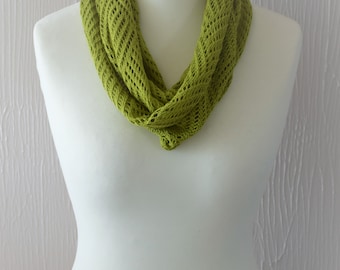 Ladies Lime Green Lace Infinity Scarf, Ladies Lime Green Snood, Summer Scarf, Summer Snood, Lace Scarf, Lace Snood