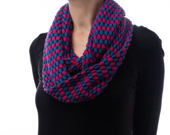 Women's Blue, Pink and Navy Blue Cotton Infinty Scarf