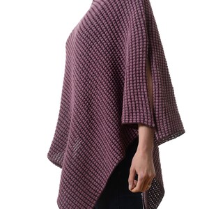 Women's Knitted Two Tone Pink Poncho in a Merino and Silk Mix Yarn image 2