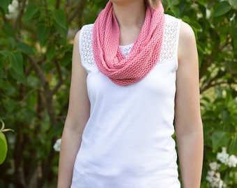 Women's Soft Pink Cotton Lace Infinty Scarf