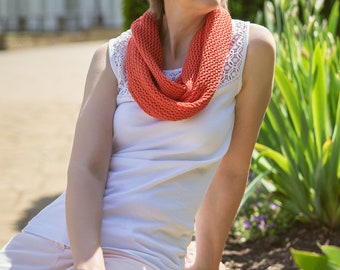 Women's Orange, Mesh Lace Knitted Cotton Infinity Scarf