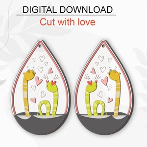 Brincos Snakes in Love para corte a laser, Brinco de madeira Svg, Brinco de corte a laser Svg para Glowforge, Formas de brinco Svg, Pdf, Dxf