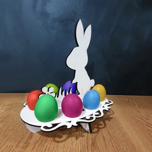 Easter Egg Holder Laser Cut Vector File, Easter bunny egg decor for 3mm