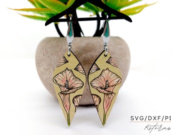 Floral Engraved Earrings SVG, Laser Cut Earring Shapes (Digital Download)