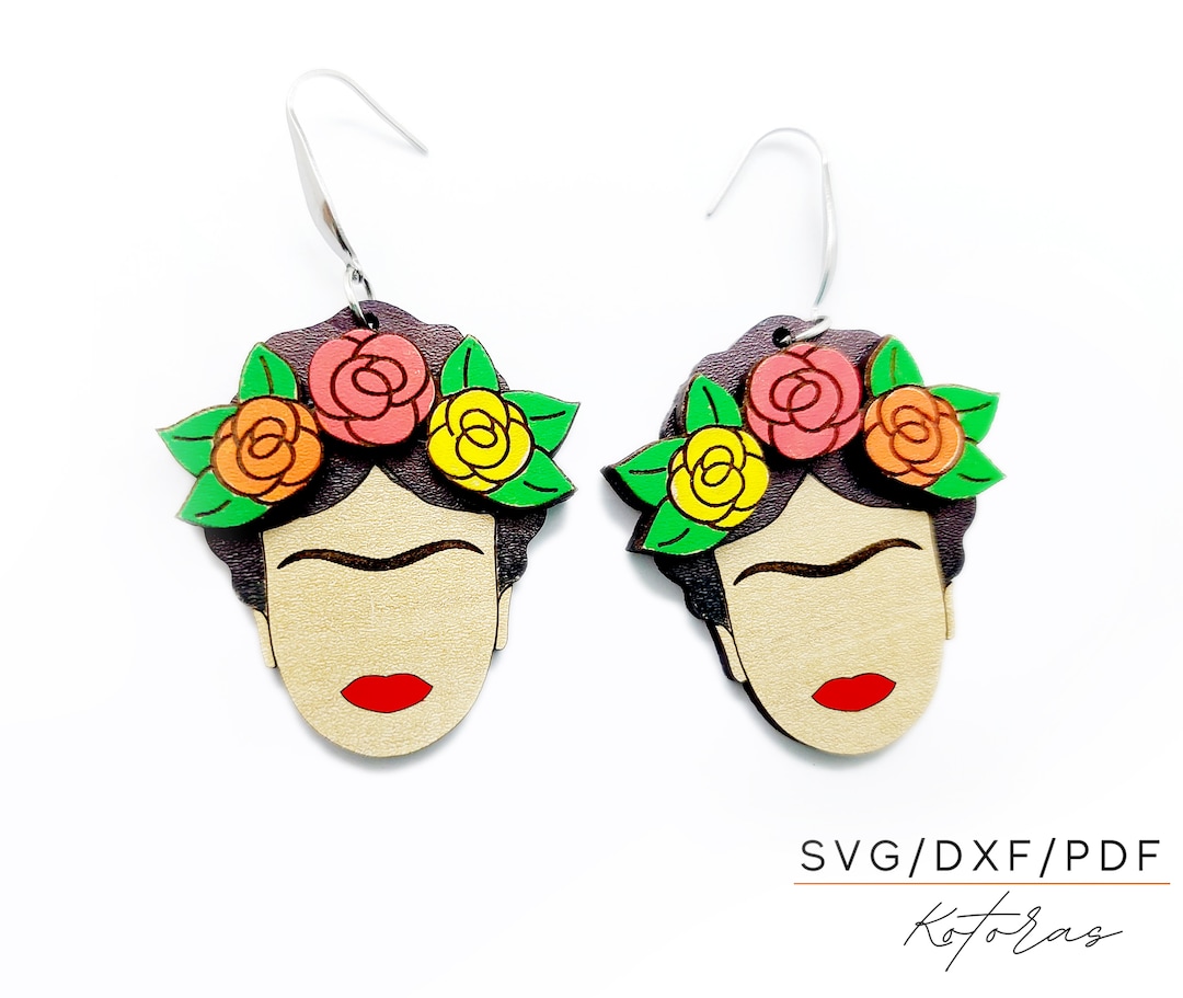 Frida Kahlo Engraved Earrings, Laser Cut SVG, DXF, Pdf - Etsy