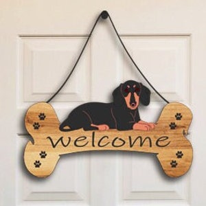 Dachshund Bone Welcome Door Hanger - Home Decor - laser cut file dxf , svg