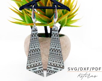 Leaf Abstract Engraved Earrings, Laser Cut SVG, Glowforge, PDF, Dxf (Digital Download)
