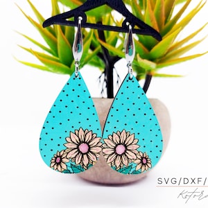 Flower Dots  Laser Engraved Earrings Digital Download Wood Earring Svg, Laser Cut Earring Svg for Glowforge, Earring Shapes Svg, Pdf, Dxf