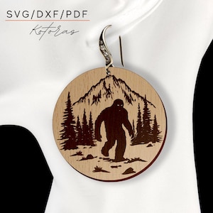 Big Foot Laser Gravur Ohrringe Digitaler Download DXF, SVG, PDF